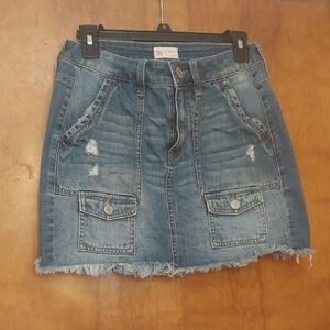 SO Blue Distressed Mini Skirt